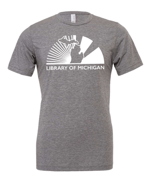 Custom Apparel - Screen Printing - Library of Michigan - Unisex Triblend T-Shirt (Blue / Grey) - Library of Michigan - 17783