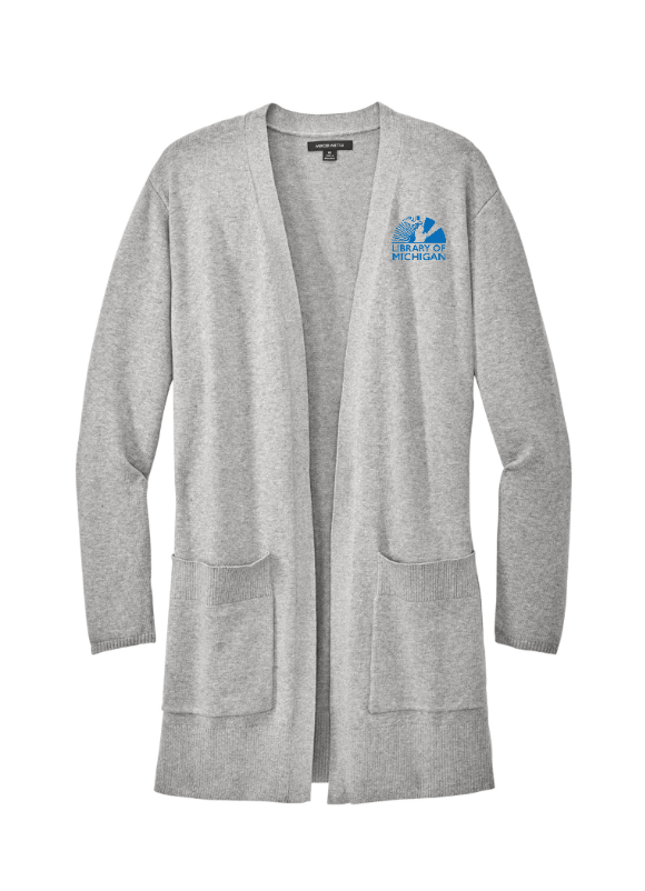 Custom Apparel - Screen Printing - Library of Michigan - Women's Open Front Cardigan Sweater - Library of Michigan - 17783