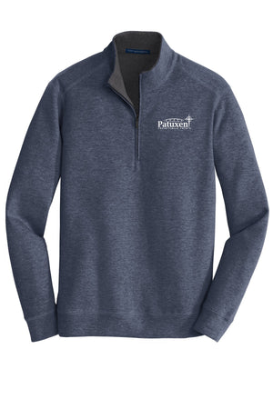 Patuxent Presbyterian Church Quarter Zip Estate Blue Heather/ Charcoal Heather front view