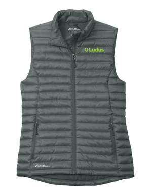 Custom Printed Apparel | Ludus - Eddie Bauer Women's Packable Quilted Vest *Black / Grey* - Ludus OD