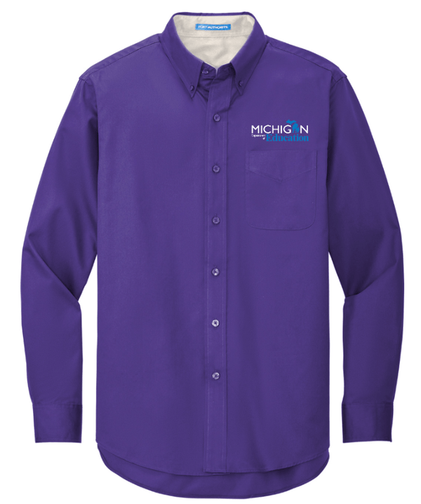 Custom Printed Apparel | MDE Fall 2025 - Men's Button - Up (Green/Purple) - MDE F25 - 18407