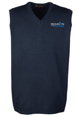 Custom Printed Apparel | MDE Fall 2025 - Men's Navy V - Neck Sweater Vest - MDE F25 - 18407