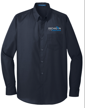 Custom Printed Apparel | MDE Fall 2025 - Men's Poplin Shirt (Black/Navy) - MDE F25 - 18407