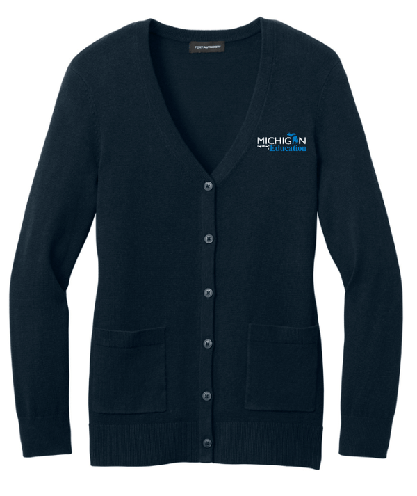 Custom Printed Apparel | MDE Fall 2025 - Women's Navy Button - Up Cardigan - MDE F25 - 18407