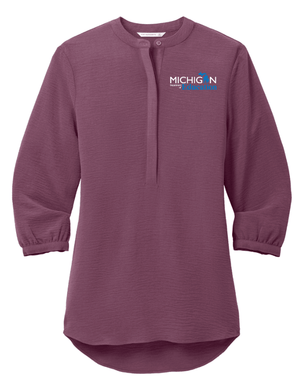 Custom Printed Apparel | MDE Fall 2025 - Women's Purple 3/4 Sleeve Tunic Blouse - MDE F25 - 18407