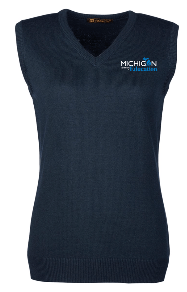 Custom Printed Apparel | MDE Fall 2025 - Women's V - Neck Sweater Vest (Grey/Navy) - MDE F25 - 18407