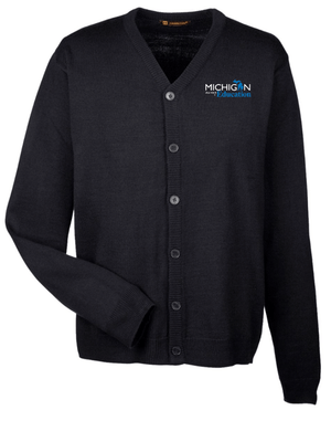 Custom Printed Apparel | MDE Fall 25 - Men's Black V - Neck Cardigan - MDE F25 - 18407