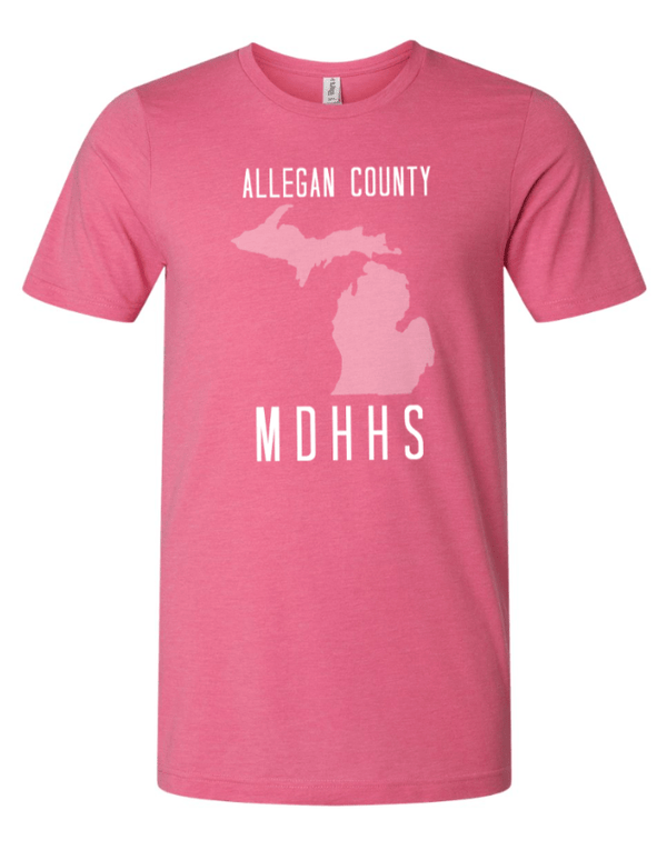 Custom Apparel - Screen Printing - MDHHS Gear - Allegan & Barry Co. - Adult Unisex Tee - State Design - (Multiple Colors Available) - Allegan & Barry County MDHHS - 17194