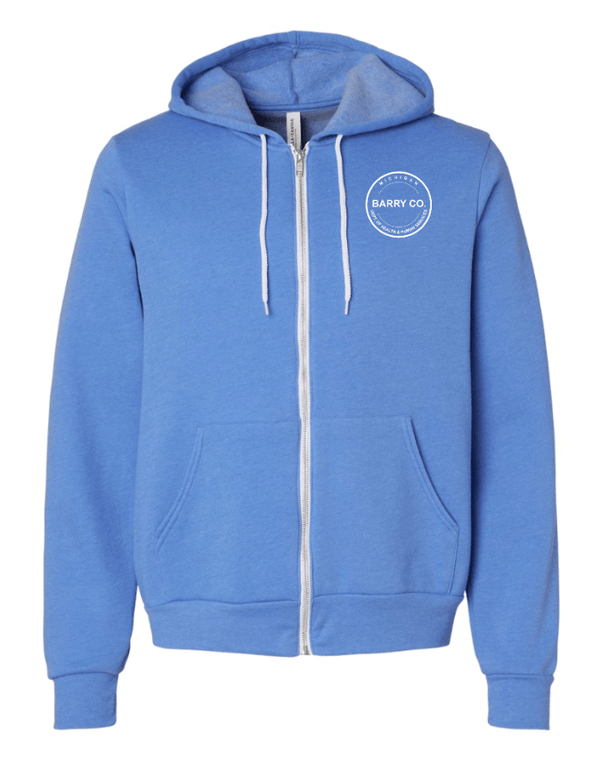 Custom Apparel - Screen Printing - MDHHS Gear - Allegan & Barry Co. - Fleece Full Zip Hoodie - Circle Logo Design - (Multiple Colors Available) - Allegan & Barry County MDHHS - 17194