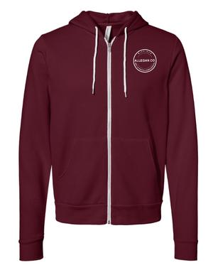 Custom Apparel - Screen Printing - MDHHS Gear - Allegan & Barry Co. - Fleece Full Zip Hoodie - Circle Logo Design - (Multiple Colors Available) - Allegan & Barry County MDHHS - 17194