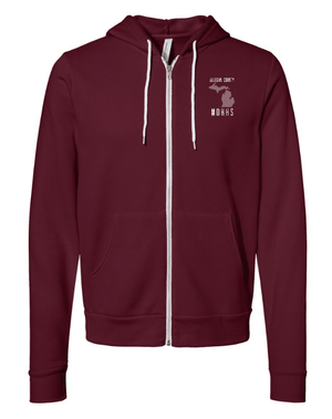 Custom Apparel - Screen Printing - MDHHS Gear - Allegan & Barry Co. - Fleece Full Zip Hoodie - State Design - (Multiple Colors Available) - Allegan & Barry County MDHHS - 17194