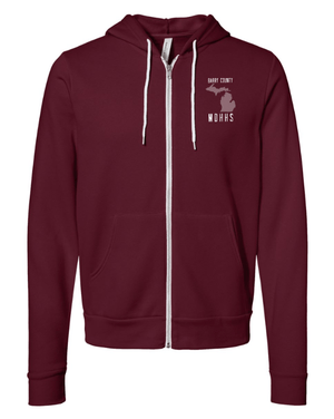 Custom Apparel - Screen Printing - MDHHS Gear - Allegan & Barry Co. - Fleece Full Zip Hoodie - State Design - (Multiple Colors Available) - Allegan & Barry County MDHHS - 17194