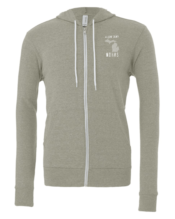 Custom Apparel - Screen Printing - MDHHS Gear - Allegan & Barry Co. - Fleece Full Zip Hoodie - State Design - (Multiple Colors Available) - Allegan & Barry County MDHHS - 17194