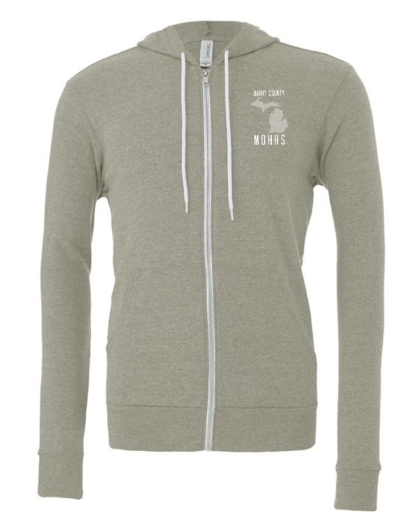 Custom Apparel - Screen Printing - MDHHS Gear - Allegan & Barry Co. - Fleece Full Zip Hoodie - State Design - (Multiple Colors Available) - Allegan & Barry County MDHHS - 17194