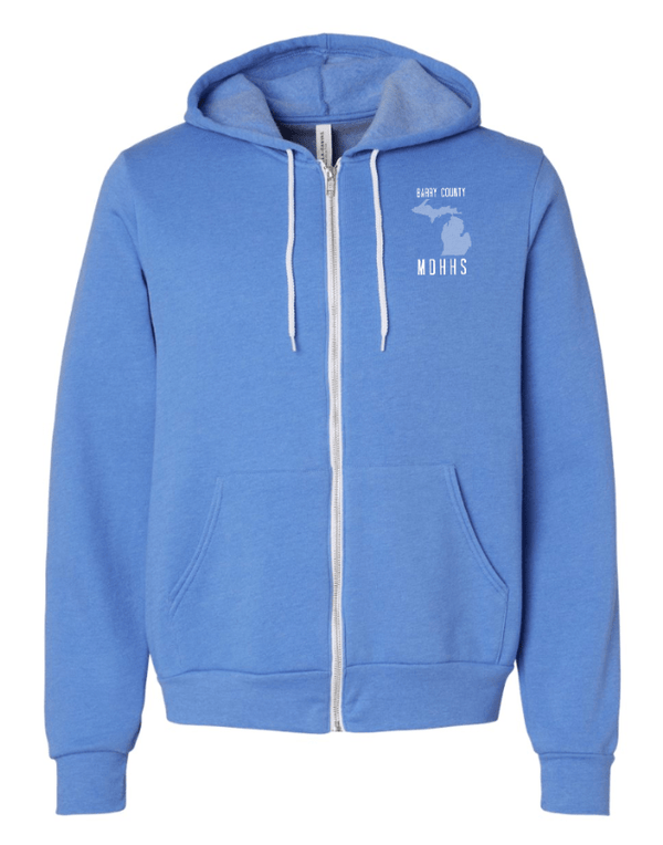 Custom Apparel - Screen Printing - MDHHS Gear - Allegan & Barry Co. - Fleece Full Zip Hoodie - State Design - (Multiple Colors Available) - Allegan & Barry County MDHHS - 17194
