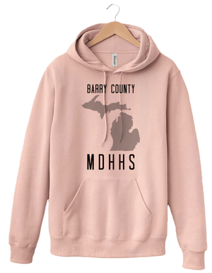 Custom Apparel - Screen Printing - MDHHS Gear - Allegan & Barry Co. - Premium Hooded Sweatshirt - State Design - (Multiple Colors Available) - Allegan & Barry County MDHHS - 17194
