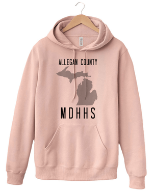 Custom Apparel - Screen Printing - MDHHS Gear - Allegan & Barry Co. - Premium Hooded Sweatshirt - State Design - (Multiple Colors Available) - Allegan & Barry County MDHHS - 17194