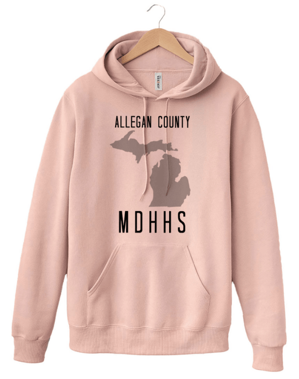 Custom Apparel - Screen Printing - MDHHS Gear - Allegan & Barry Co. - Premium Hooded Sweatshirt - State Design - (Multiple Colors Available) - Allegan & Barry County MDHHS - 17194