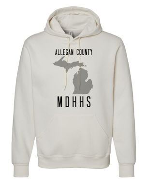 Custom Apparel - Screen Printing - MDHHS Gear - Allegan & Barry Co. - Premium Hooded Sweatshirt - State Design - (Multiple Colors Available) - Allegan & Barry County MDHHS - 17194