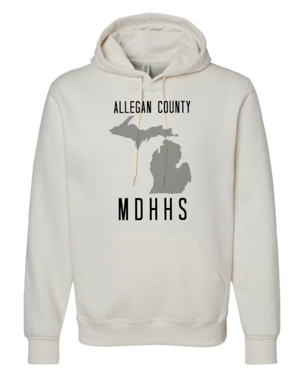 Custom Apparel - Screen Printing - MDHHS Gear - Allegan & Barry Co. - Premium Hooded Sweatshirt - State Design - (Multiple Colors Available) - Allegan & Barry County MDHHS - 17194