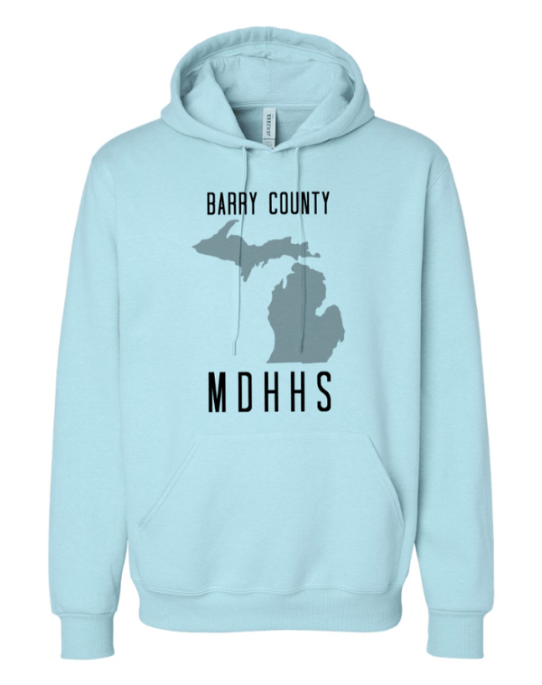 Custom Apparel - Screen Printing - MDHHS Gear - Allegan & Barry Co. - Premium Hooded Sweatshirt - State Design - (Multiple Colors Available) - Allegan & Barry County MDHHS - 17194