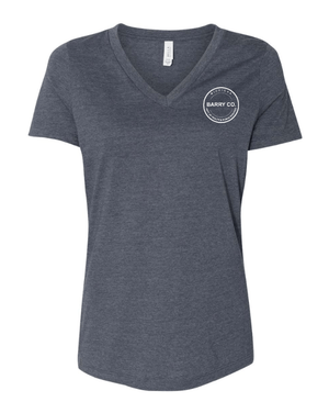 Custom Apparel - Screen Printing - MDHHS Gear - Allegan & Barry Co. - Women's Relaxed V - Neck Tee (Circle Logo Design) (Multiple Colors Available) - Allegan & Barry County MDHHS - 17194