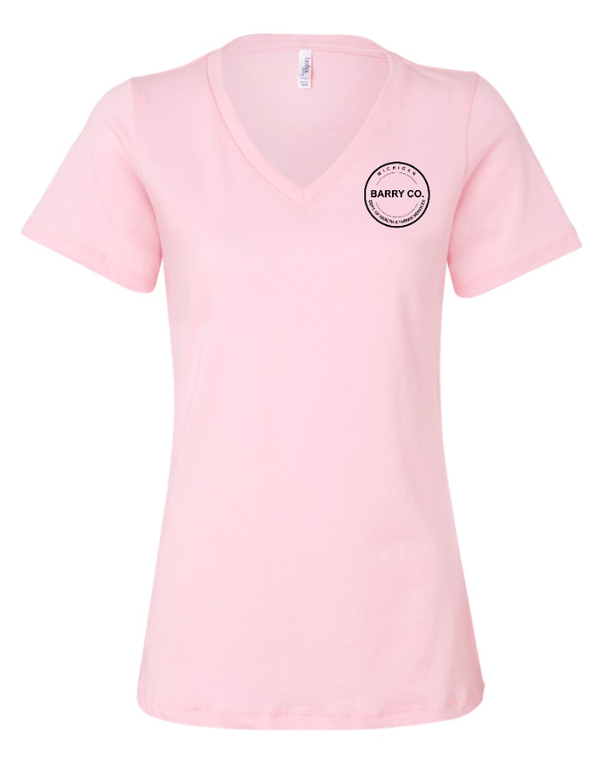 Custom Apparel - Screen Printing - MDHHS Gear - Allegan & Barry Co. - Women's Relaxed V - Neck Tee (Circle Logo Design) (Multiple Colors Available) - Allegan & Barry County MDHHS - 17194