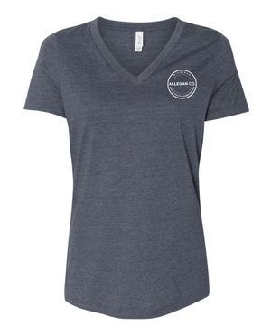 Custom Apparel - Screen Printing - MDHHS Gear - Allegan & Barry Co. - Women's Relaxed V - Neck Tee (Circle Logo Design) (Multiple Colors Available) - Allegan & Barry County MDHHS - 17194
