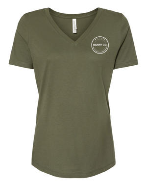 Custom Apparel - Screen Printing - MDHHS Gear - Allegan & Barry Co. - Women's Relaxed V - Neck Tee (Circle Logo Design) (Multiple Colors Available) - Allegan & Barry County MDHHS - 17194