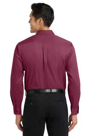 Michigan Department of Education Button Up Dress Shirt Burgundy/ Light Stone back view