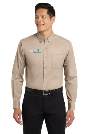 Michigan Department of Education Button Up Dress Shirt Stone front view