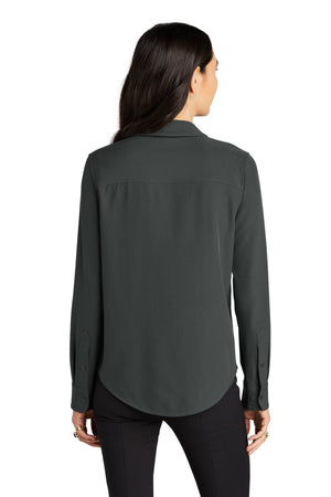 Custom Printed Apparel | Mercer+Mettle | Women's Stretch Crepe Long Sleeve Camp Blouse - Oxford - Clark Construction