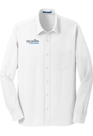 Custom Apparel - Screen Printing - Michigan Department of Education - Carefree Poplin Shirt - Michigan Department of Education - 16367