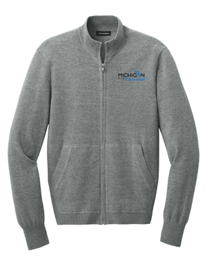 Custom Apparel - Screen Printing - Michigan Department of Education - Easy Care Full Zip Sweater - Michigan Department of Education - 16367