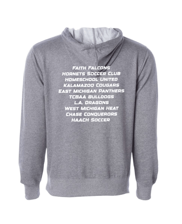 Custom Apparel - Screen Printing - Michigan Homeschool State Cup 2024 - Midweight Hooded Sweatshirt (Grey/ Blue) - Michigan Homeschool State Cup 2024 - 16419