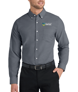 Custom Printed Apparel | Michigan Virtual - Oxford Shirt (Black / White) - Michigan Virtual OD