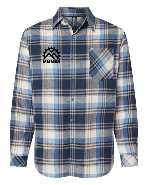 Custom Apparel - Screen Printing - Mid - MI Biking Flannels - Open Pocket Flannel Shirt - Blue / Ecru - Mid - MI Biking Flannels - 17199