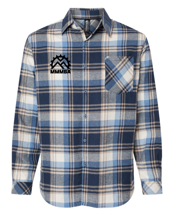 Mid-MI Biking Flannels - Open Pocket Flannel Shirt  -- Blue / Ecru