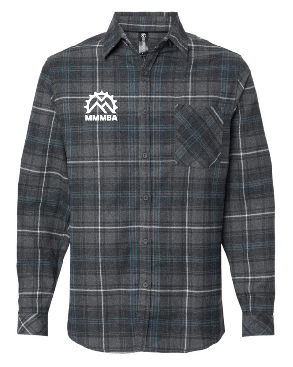 Mid-MI Biking Flannels - Open Pocket Flannel Shirt  -- Charcoal / Blue