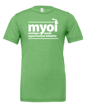 Custom Apparel - Screen Printing - MYOI Fundraiser - Unisex Triblend T-Shirt ~ Clay / Green / Charcoal ~ - MYOI Fundraiser - 16845
