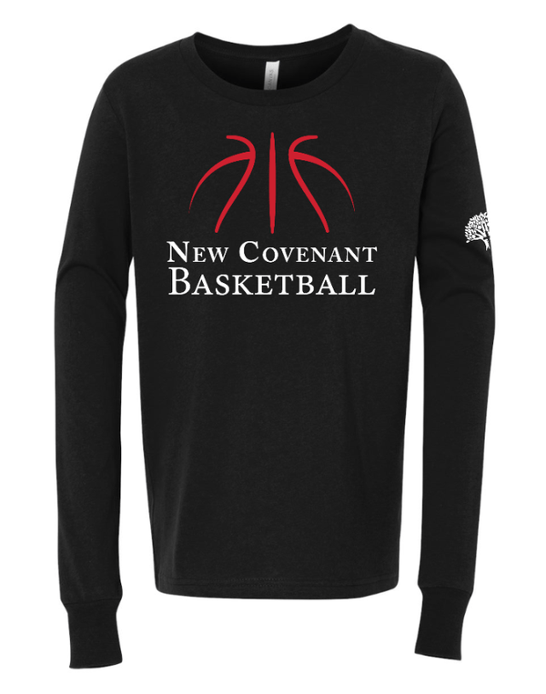 Custom Apparel - Screen Printing - New Covenant Christian School Basketball - Youth Long Sleeve T-Shirt - New Covenant Christian School Basketball - 17096