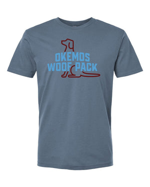 Okemos Woof Pack T-Shirt Blue Jean front view