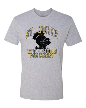 St. Johns Warriors for Christ T-Shirt Heather Grey front view
