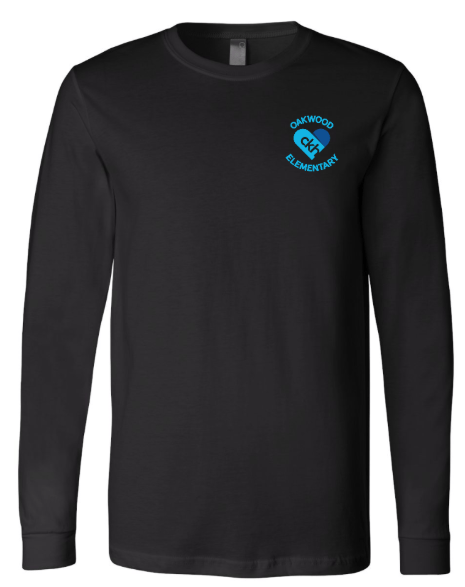 Custom Printed Apparel | Oakwood Elementary CKH - Unisex Long Sleeve T-Shirt (White / Black / Baby Blue) - Oakwood CKH - 18237