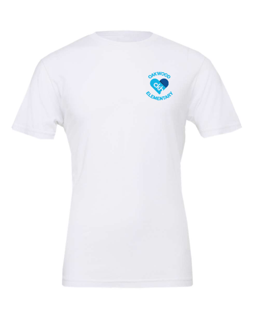 Custom Printed Apparel | Oakwood Elementary CKH - Unisex T-Shirt (White/ Baby Blue / Black) - Oakwood CKH - 18237