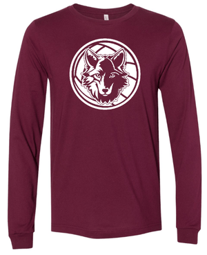 Custom Printed Apparel | OHS Volleyball - Unisex Long Sleeve T-Shirt (Maroon / Baby Blue) Personalization Optional - OHS Volleyball - 18261