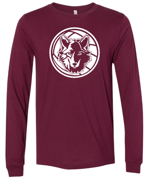 Custom Printed Apparel | OHS Volleyball - Unisex Long Sleeve T-Shirt (Maroon / Baby Blue) Personalization Optional - OHS Volleyball - 18261