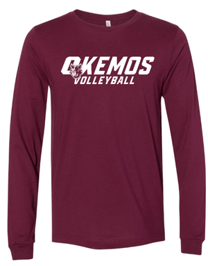 Custom Printed Apparel | OHS Volleyball - Unisex Long Sleeve T-Shirt (Maroon / Baby Blue) Personalization Optional - OHS Volleyball - 18261