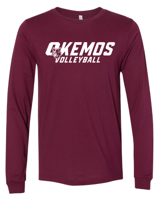 Custom Printed Apparel | OHS Volleyball - Unisex Long Sleeve T-Shirt (Maroon / Baby Blue) Personalization Optional - OHS Volleyball - 18261