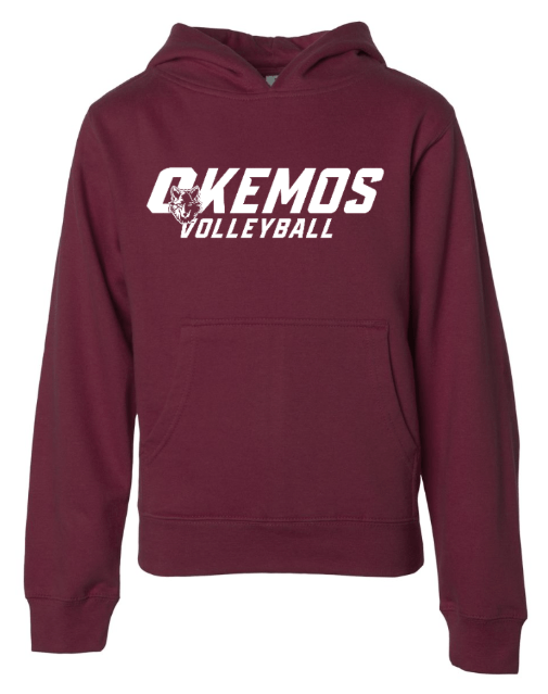 Custom Printed Apparel | OHS Volleyball - Youth Midweight Hoodie (Black / Maroon) Personalization Optional - OHS Volleyball - 18261